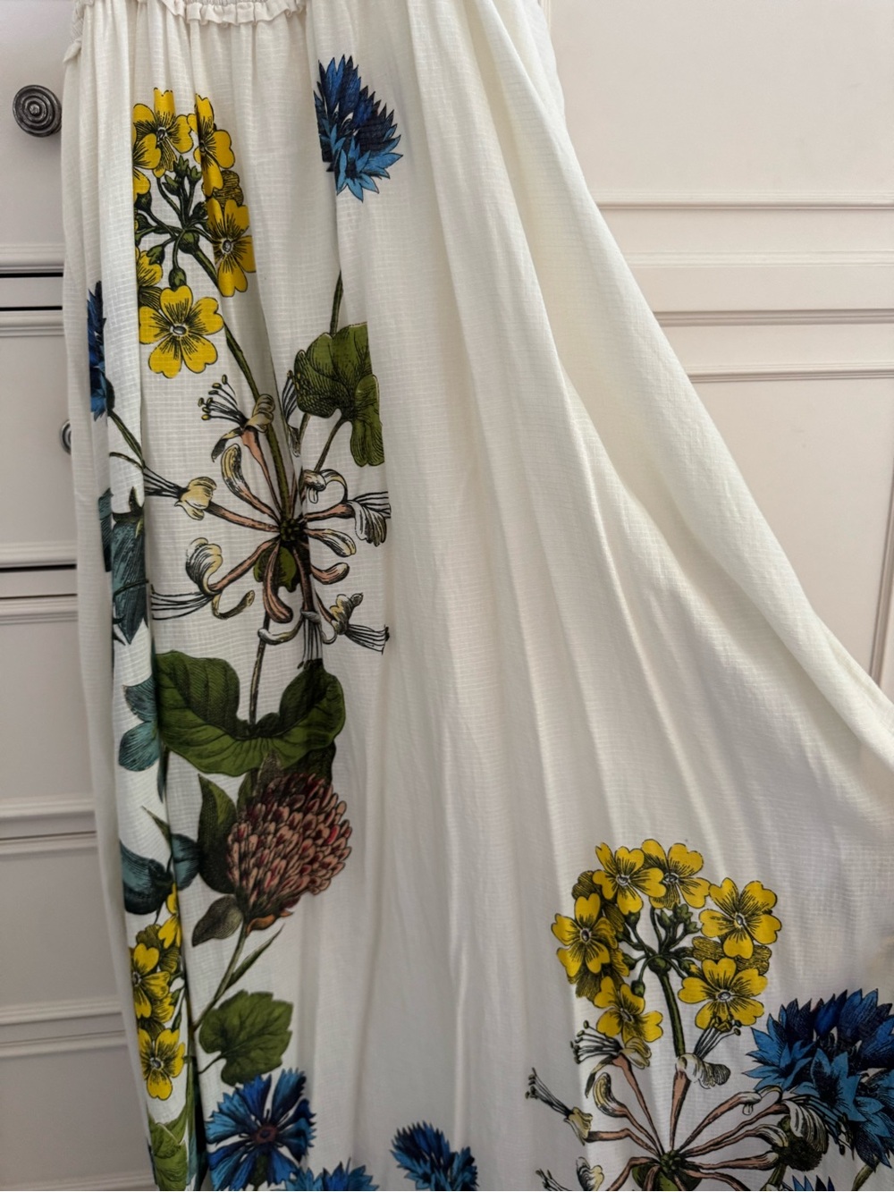 Maeve From Anthropologie Cream Floral Maxi Dress with Blue, Green& Yellow Blooms - Picture 3 of 3